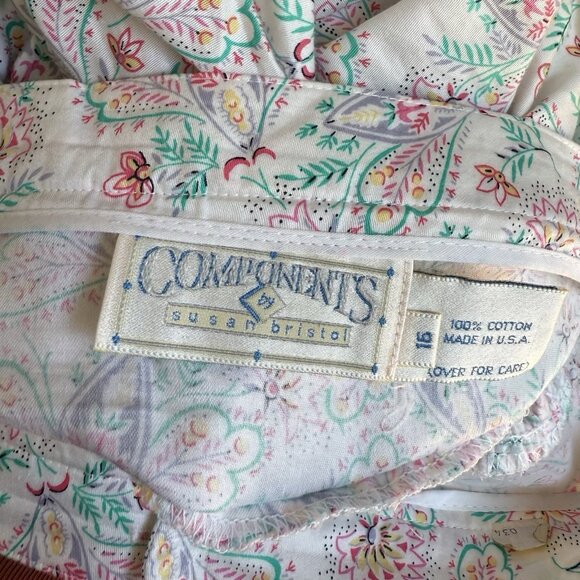 Vtg 90s Susan Bristol Floral Cotton Button Front Midi Skirt Pockets Cottage - Picture 5 of 5